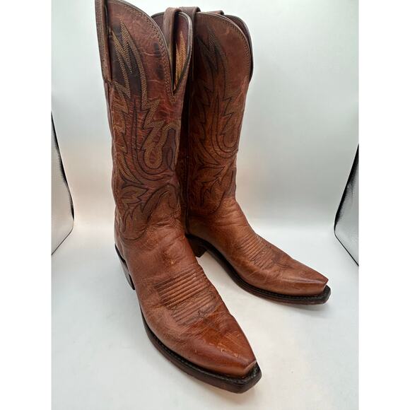 Lucchese 1883  Tan Brown Mad Dog Goat Western women’s 8 B Boots  Snip Toe - Picture 5 of 13